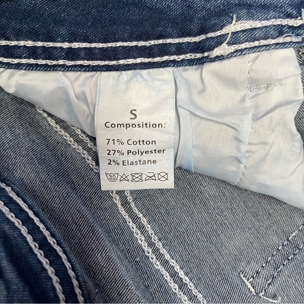 Wing and Arrow Embroidery Pockets Flared Denim Jeans Women's Small - Picture 10 of 14
